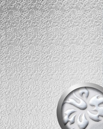 Selbstklebende Tapete Barock : Barock Blumen selbstklebende Tapete Verkleidung wei? silber 2,60 qm Selbstklebende Tapete Barock : Barock Blumen selbstklebende Tapete Verkleidung wei? silber 2,60 qm