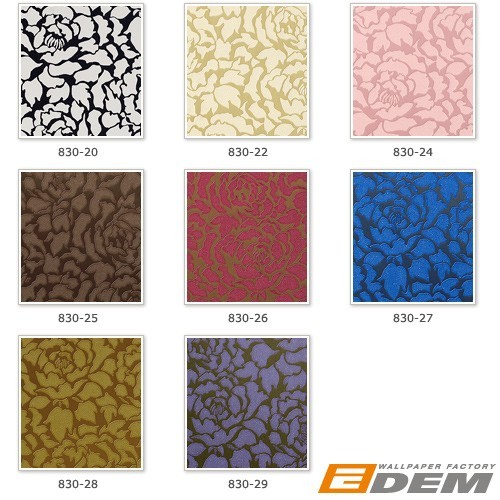 EDEM 830 20 Deluxe florale Struktur Tapete Pfingstrose Blumen schwarz